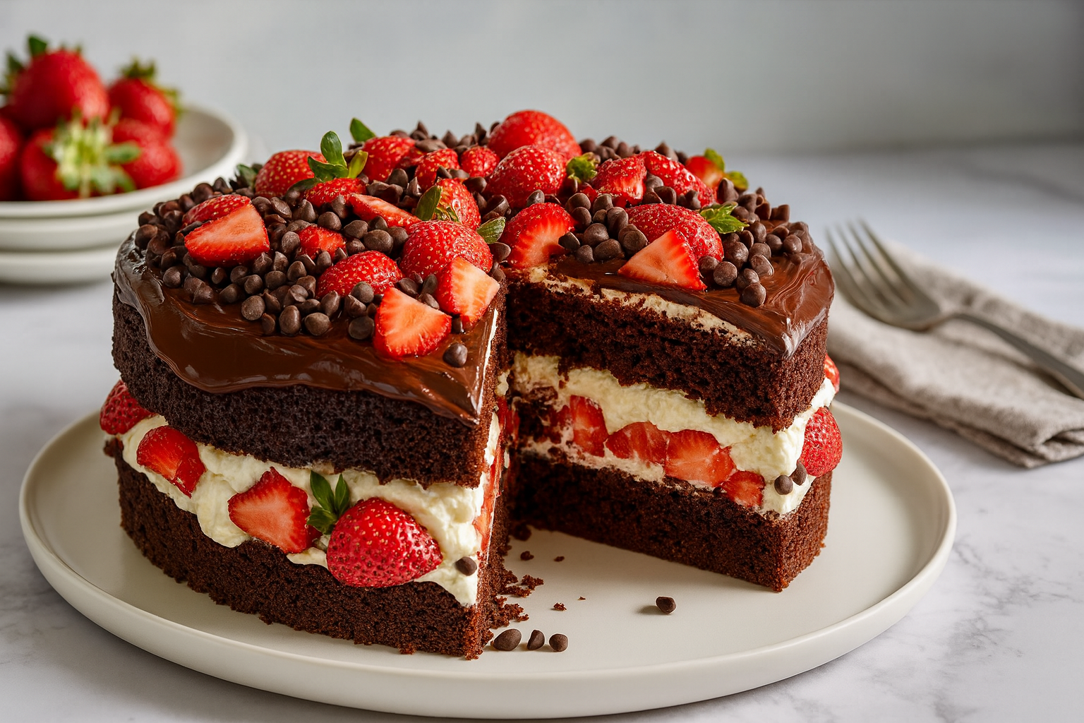 bolo de chocolate com morango