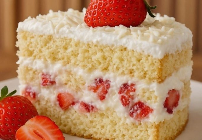 BOLO DE LEITE NINHO COM MORANGO