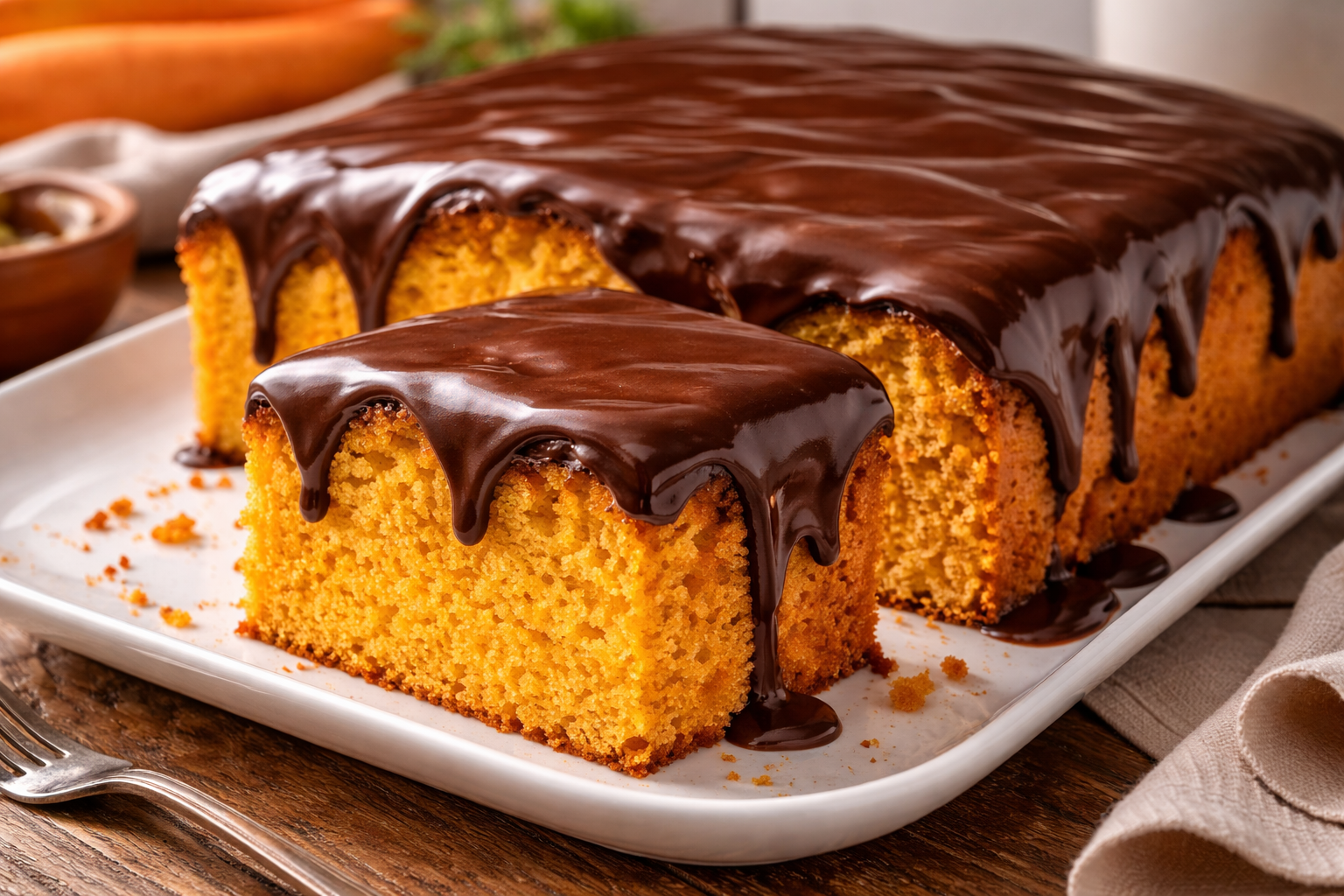 BOLO DE CENOURA COM COBERTURA DE CHOCOLATE